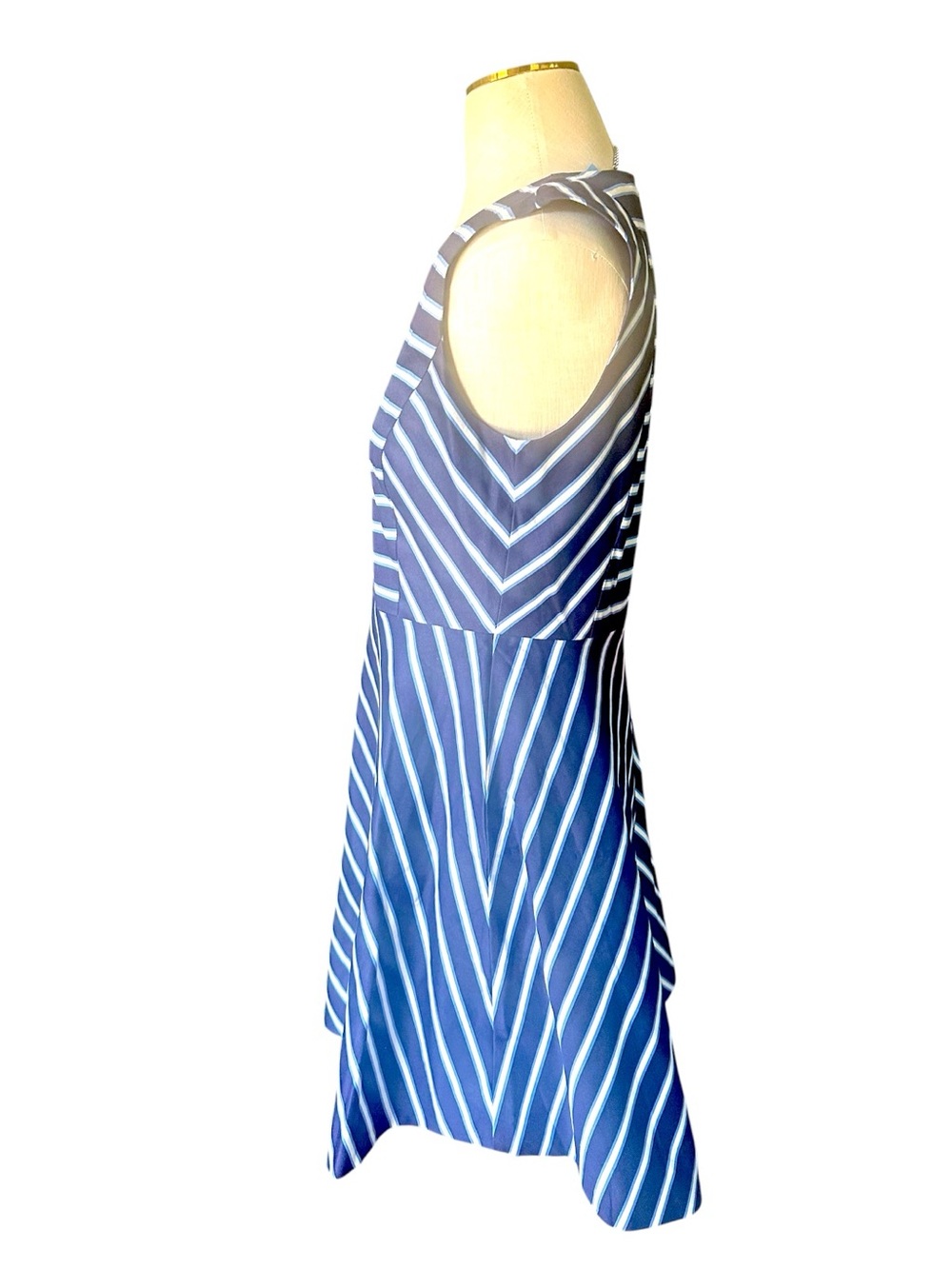 NWT Draper James Navy and White Striped V-Neck Mini Dress - Picture 4 of 10